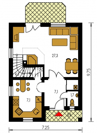 Mirror image | Floor plan of ground floor - PREMIER 86
